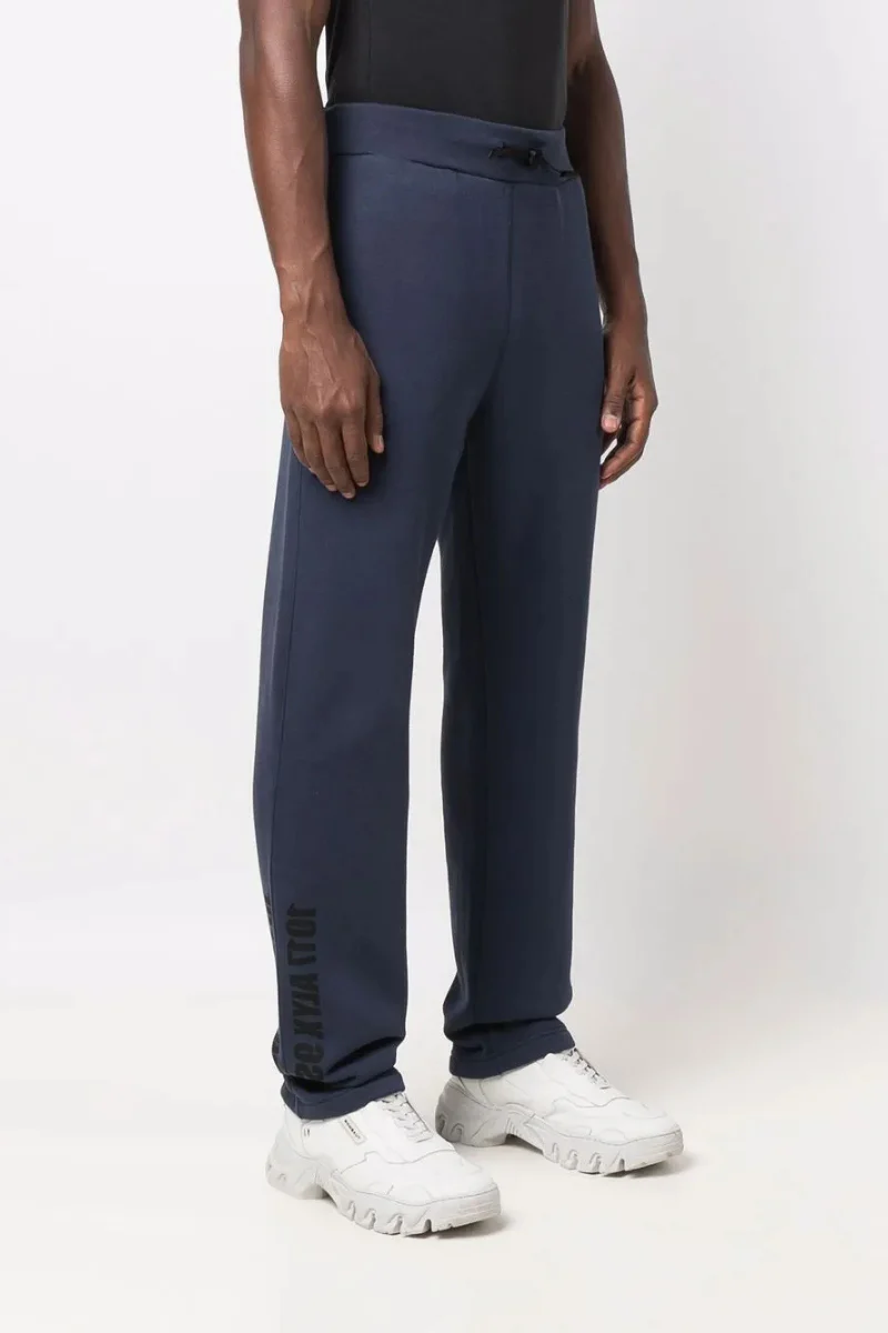 1017 Alyx 9sm Drawstring Waist Cotton Blend Track Trousers in Navy Blue - Image 3