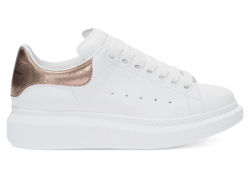 Alexander McQueen Oversized Sneakers in White w Rose Gold Tab