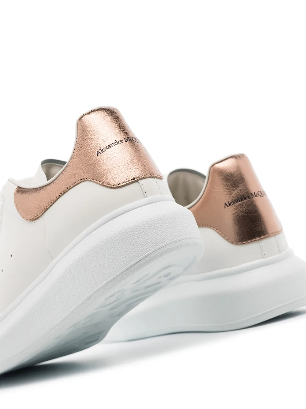 Alexander McQueen Oversized Sneakers in White w Rose Gold Tab - Image 2