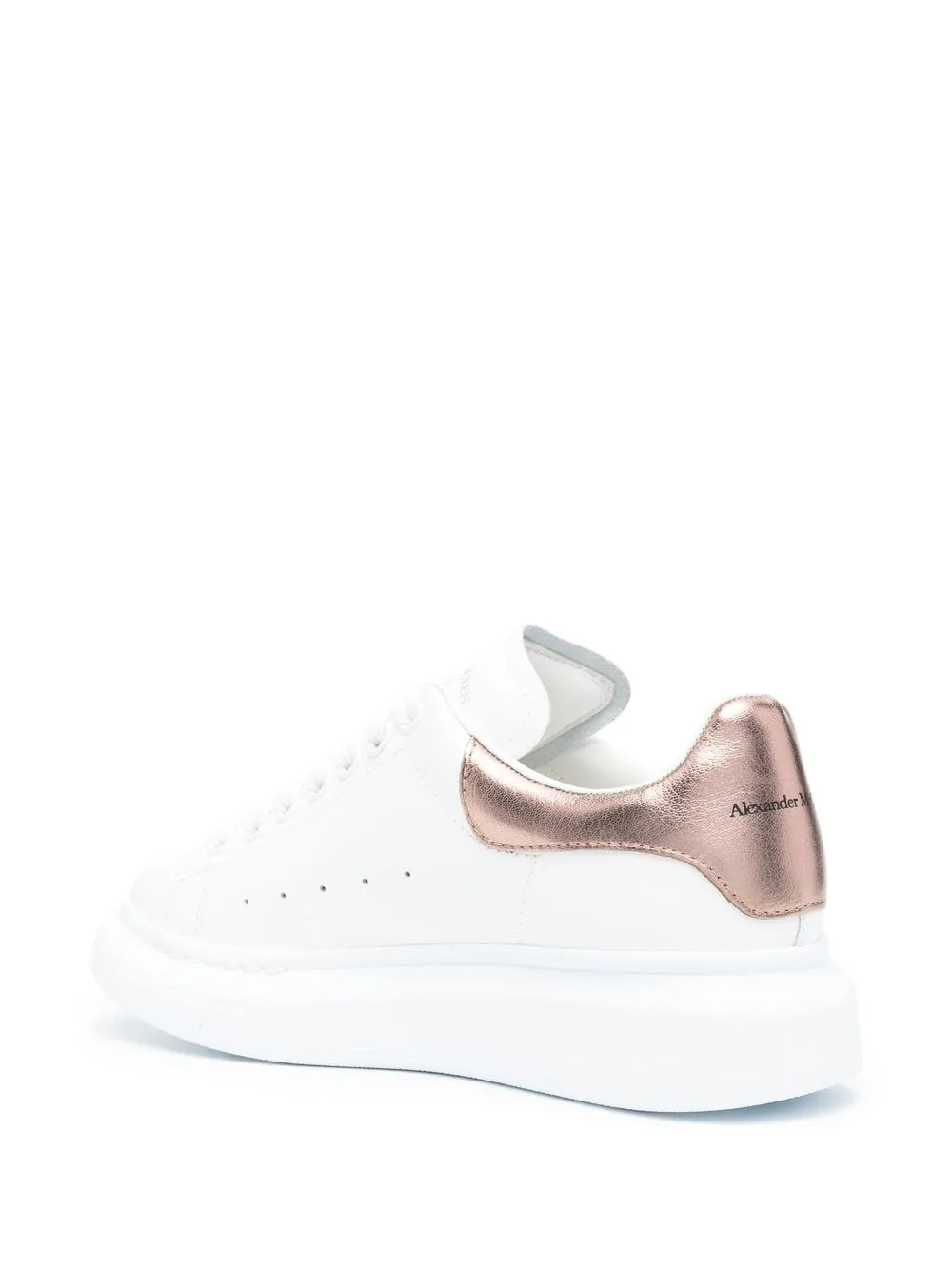 Alexander McQueen Oversized Sneakers in White w Rose Gold Tab - Image 3