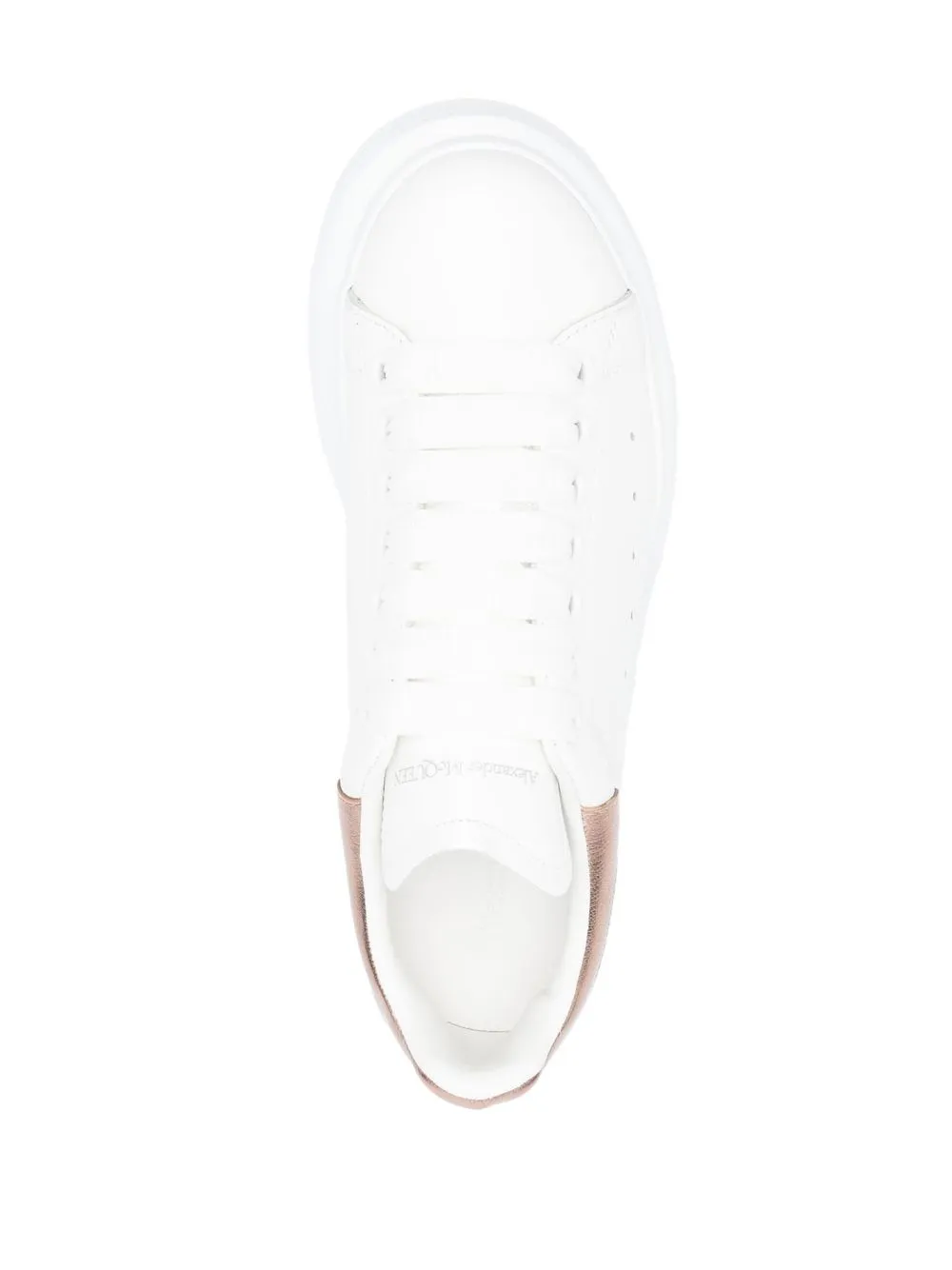 Alexander McQueen Oversized Sneakers in White w Rose Gold Tab - Image 4
