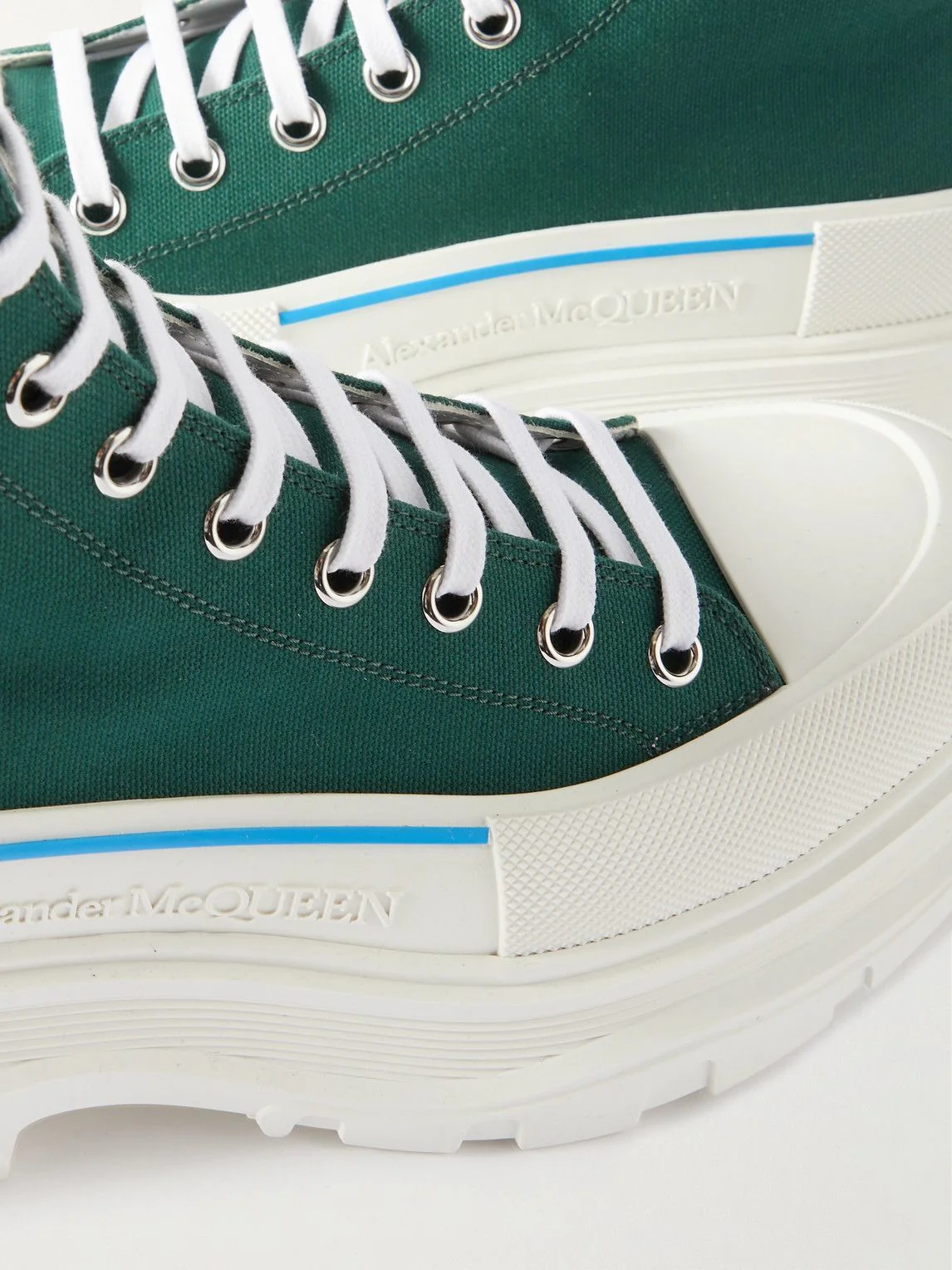 Alexander McQueen Tread Slick High-Top Sneakers 'Green White' - Image 2