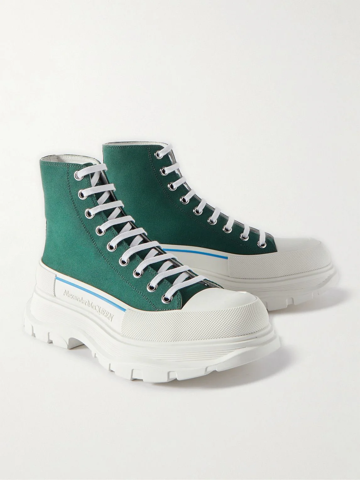 Alexander McQueen Tread Slick High-Top Sneakers 'Green White' - Image 4