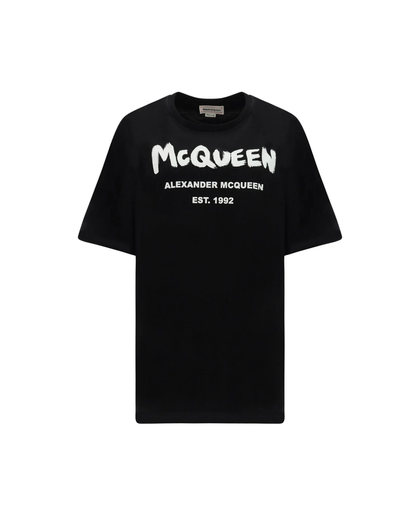 Alexander Mcqueen Graffiti Logo Short Sleeve T-shirt in Black