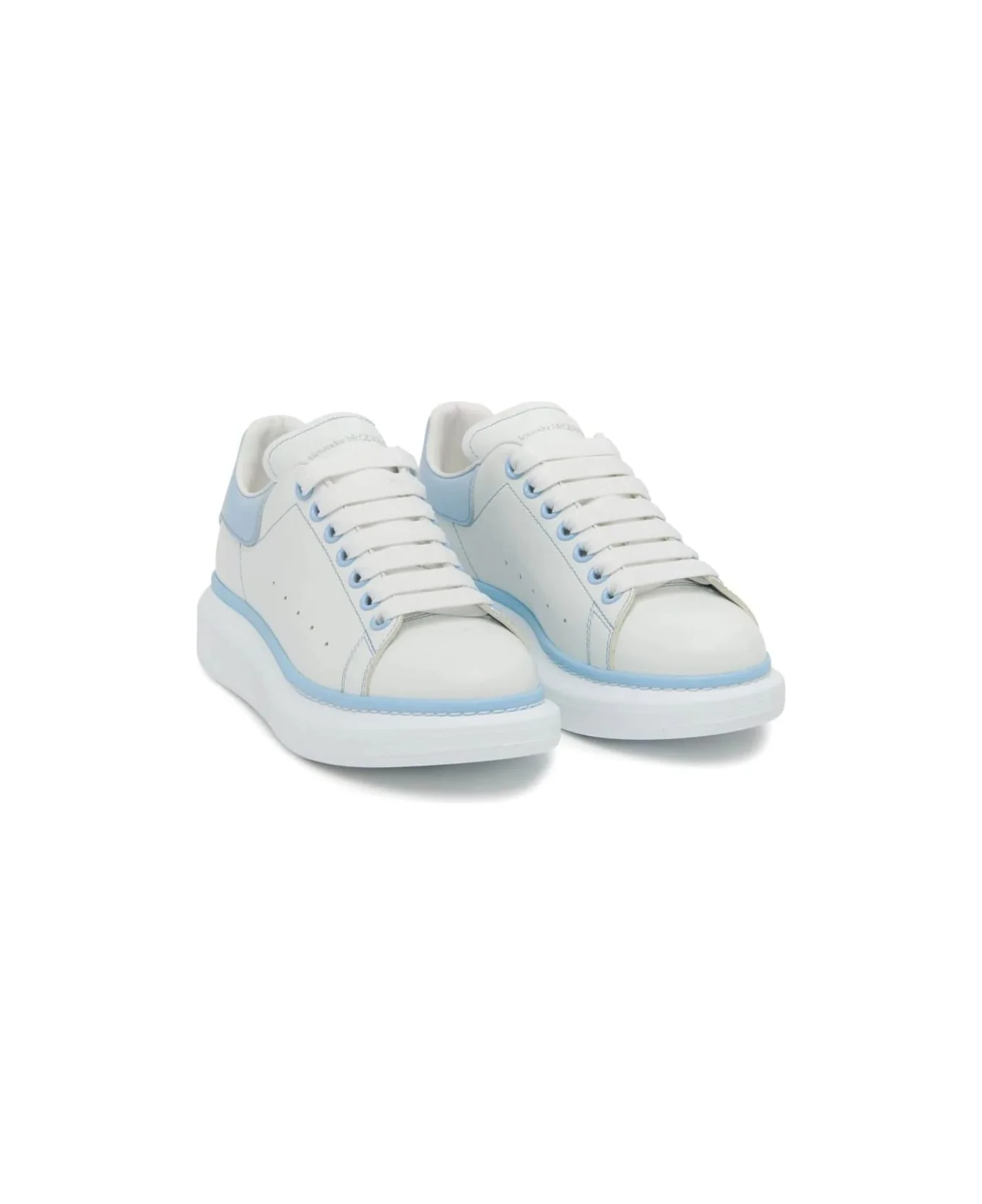 Alexander McQueen White Oversized Sneakers W Baby Blue Tab - Image 2