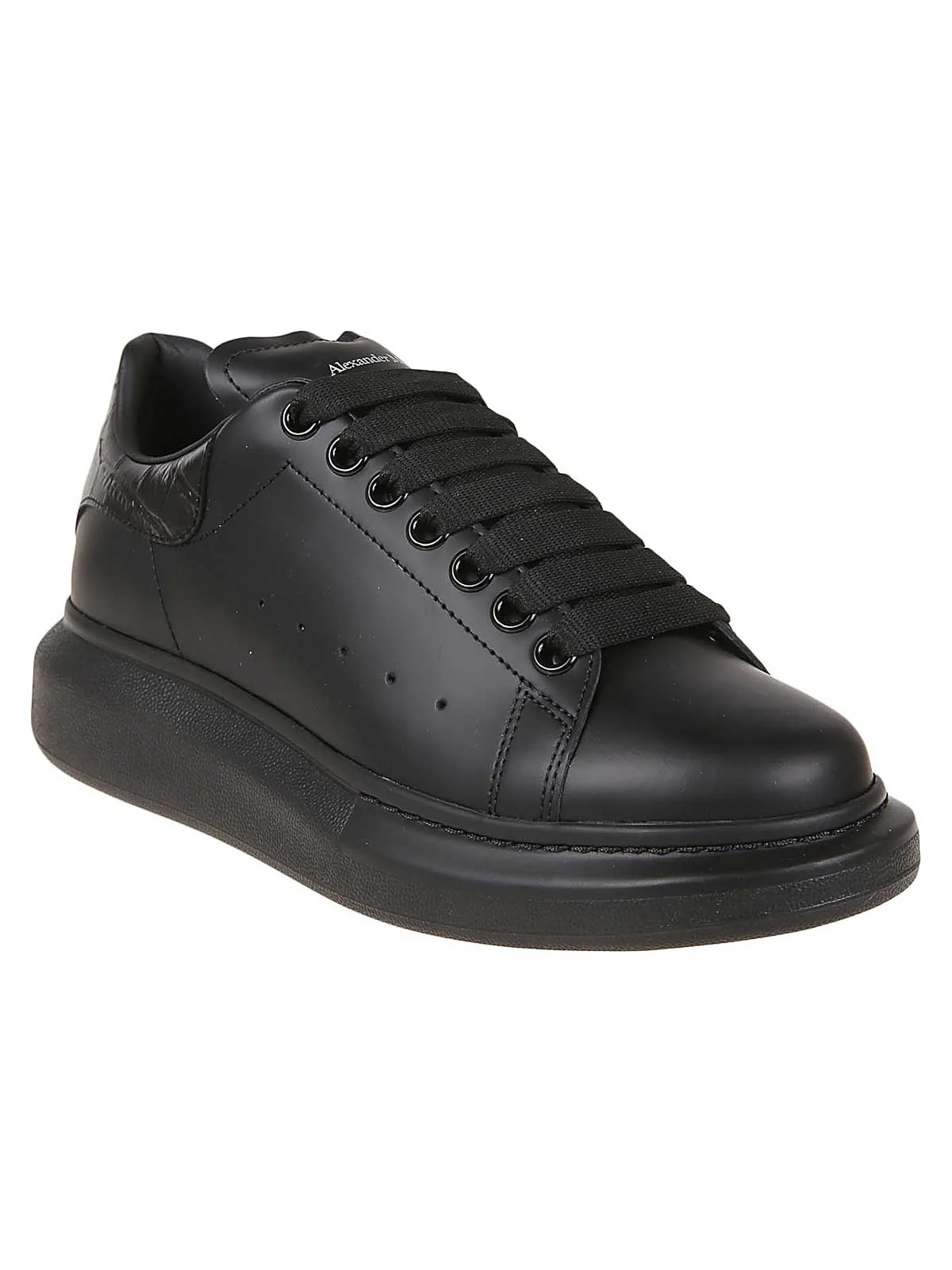 Alexander Mcqueen Oversized Sneakers Triple Black w Croc Tab - Image 2