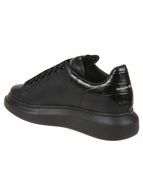 Alexander Mcqueen Oversized Sneakers Triple Black w Croc Tab - Image 3
