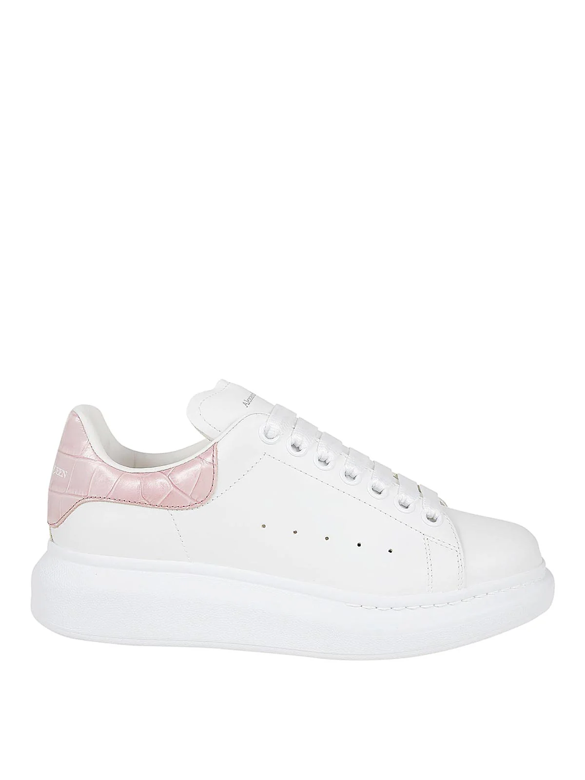 Alexander McQueen White Oversized Sneakers W Pink Croc Tab