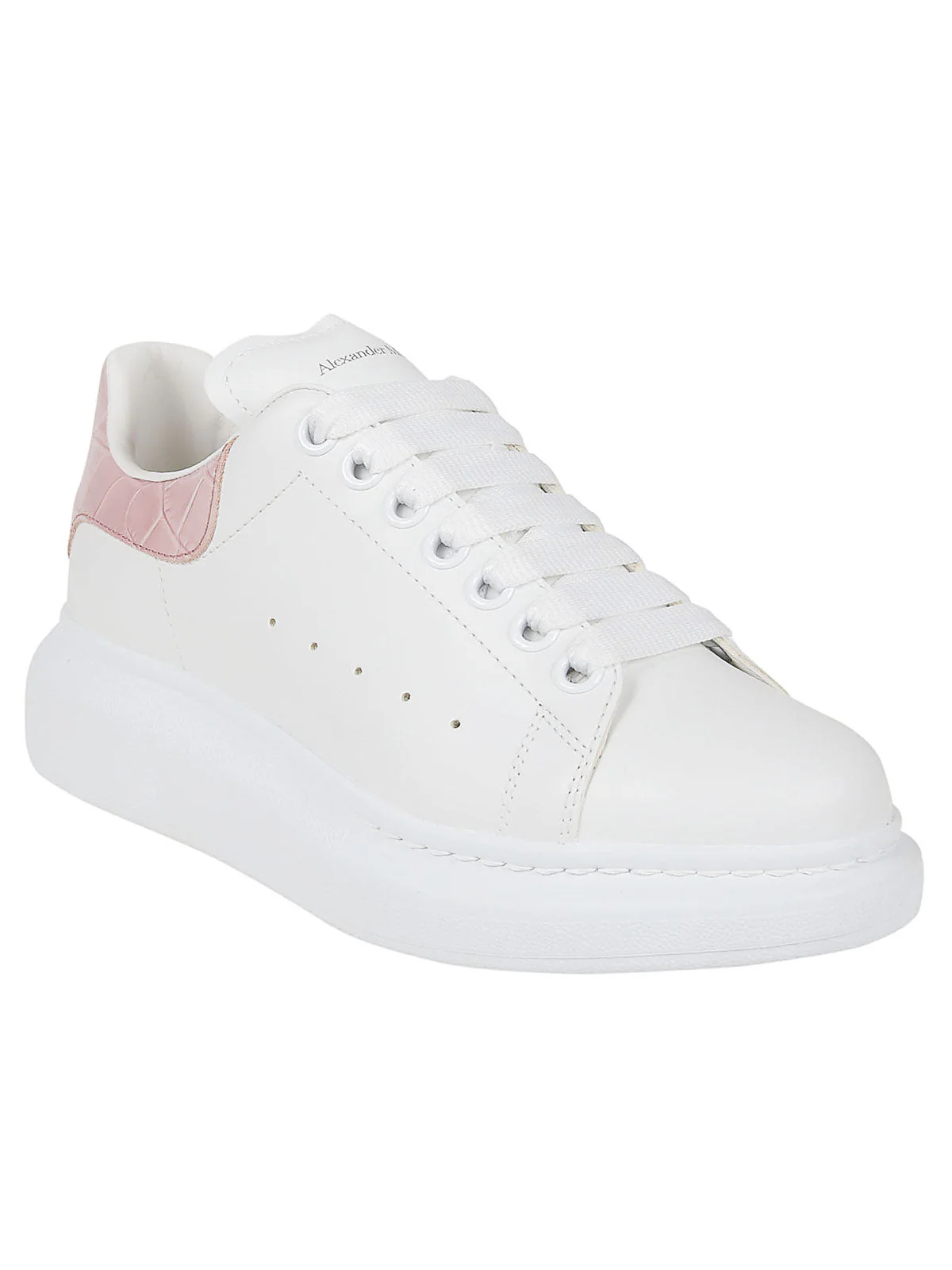 Alexander McQueen White Oversized Sneakers W Pink Croc Tab - Image 2