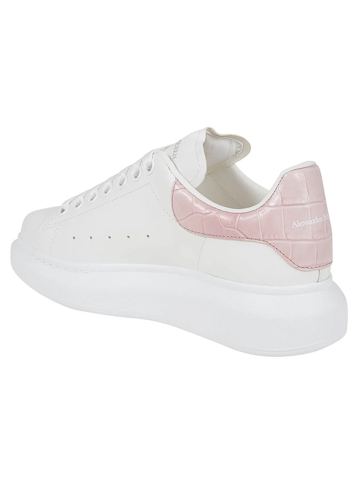 Alexander McQueen White Oversized Sneakers W Pink Croc Tab - Image 3