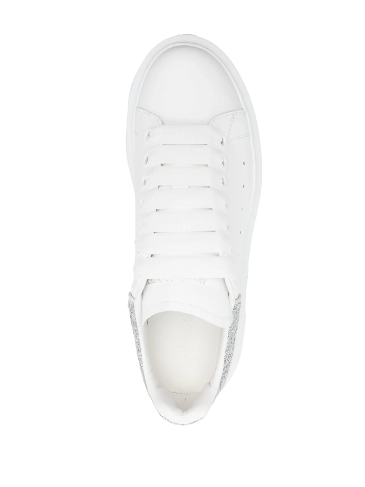 Alexander McQueen White Oversized Sneakers W Silver Glitter Tab - Image 3