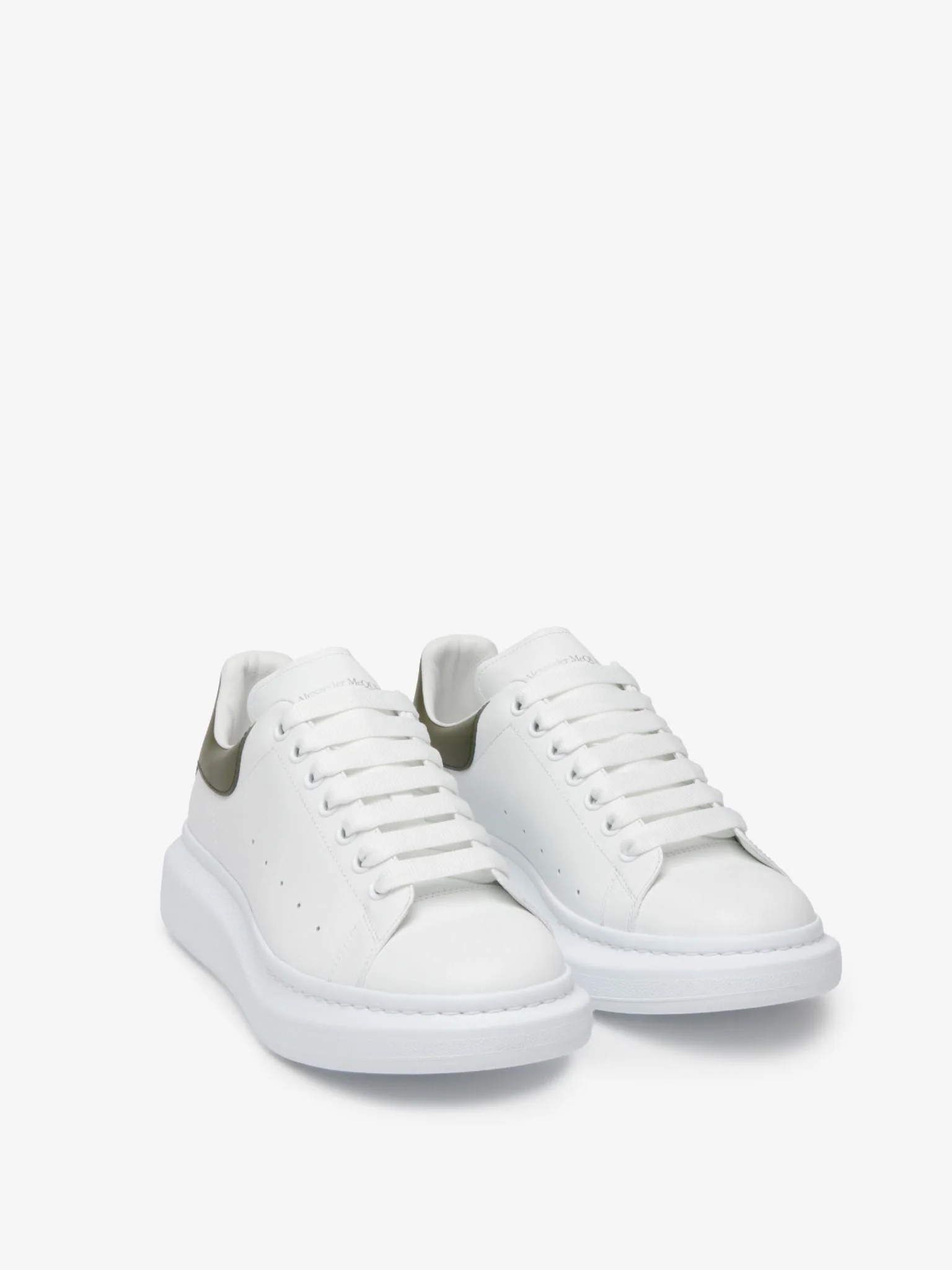 Alexander McQueen White Oversized Sneakers W Khaki Tab - Image 2