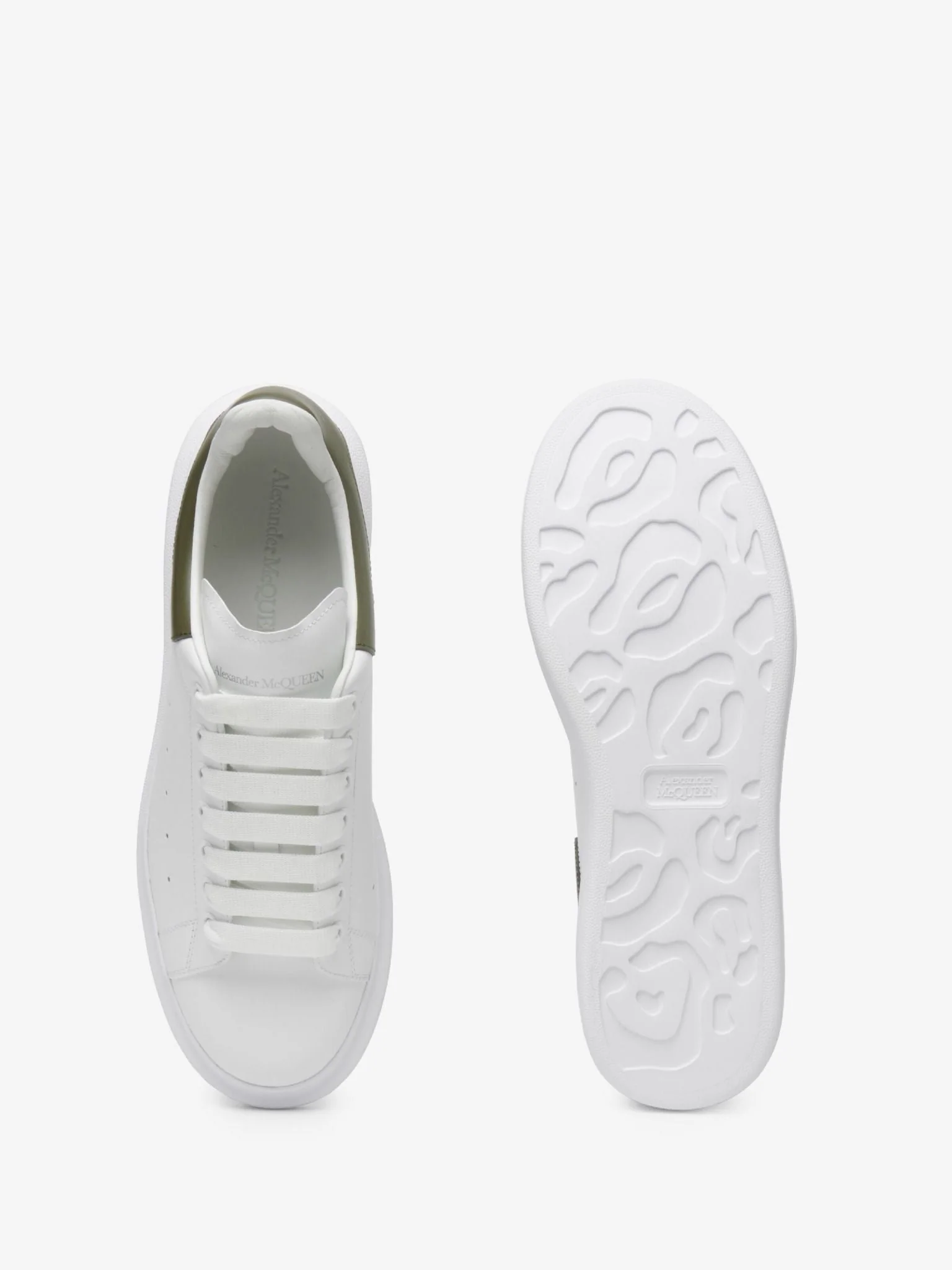 Alexander McQueen White Oversized Sneakers W Khaki Tab - Image 3