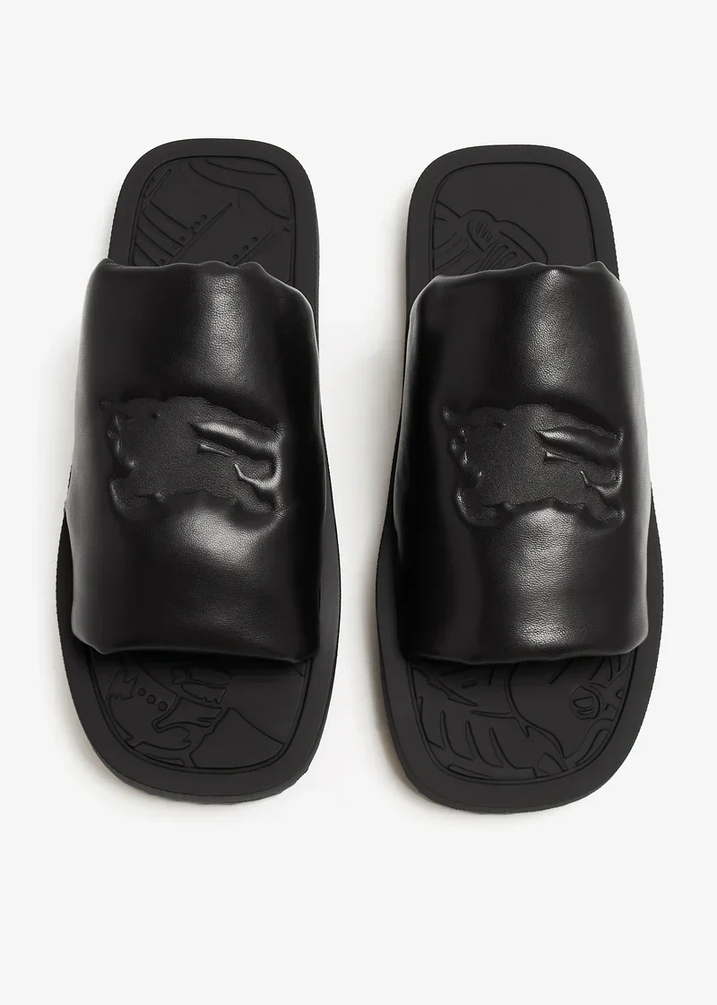 Burberry EKD-debossed leather Slab slides - Image 4