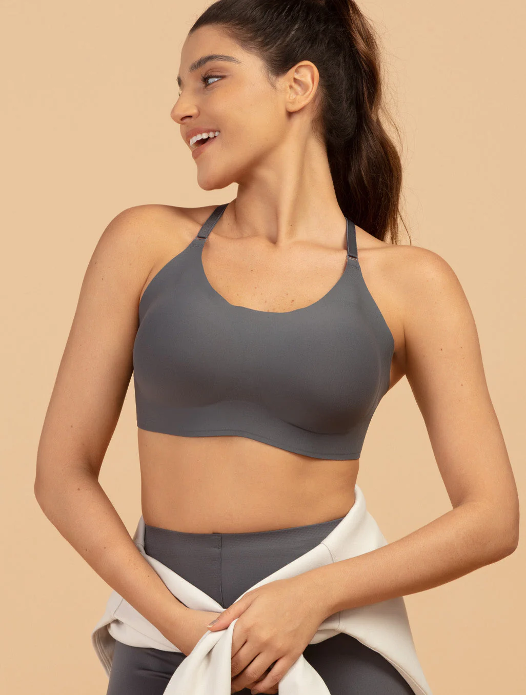 Aero Poise Contrast Color Cross Back Sports Bra - Image 5