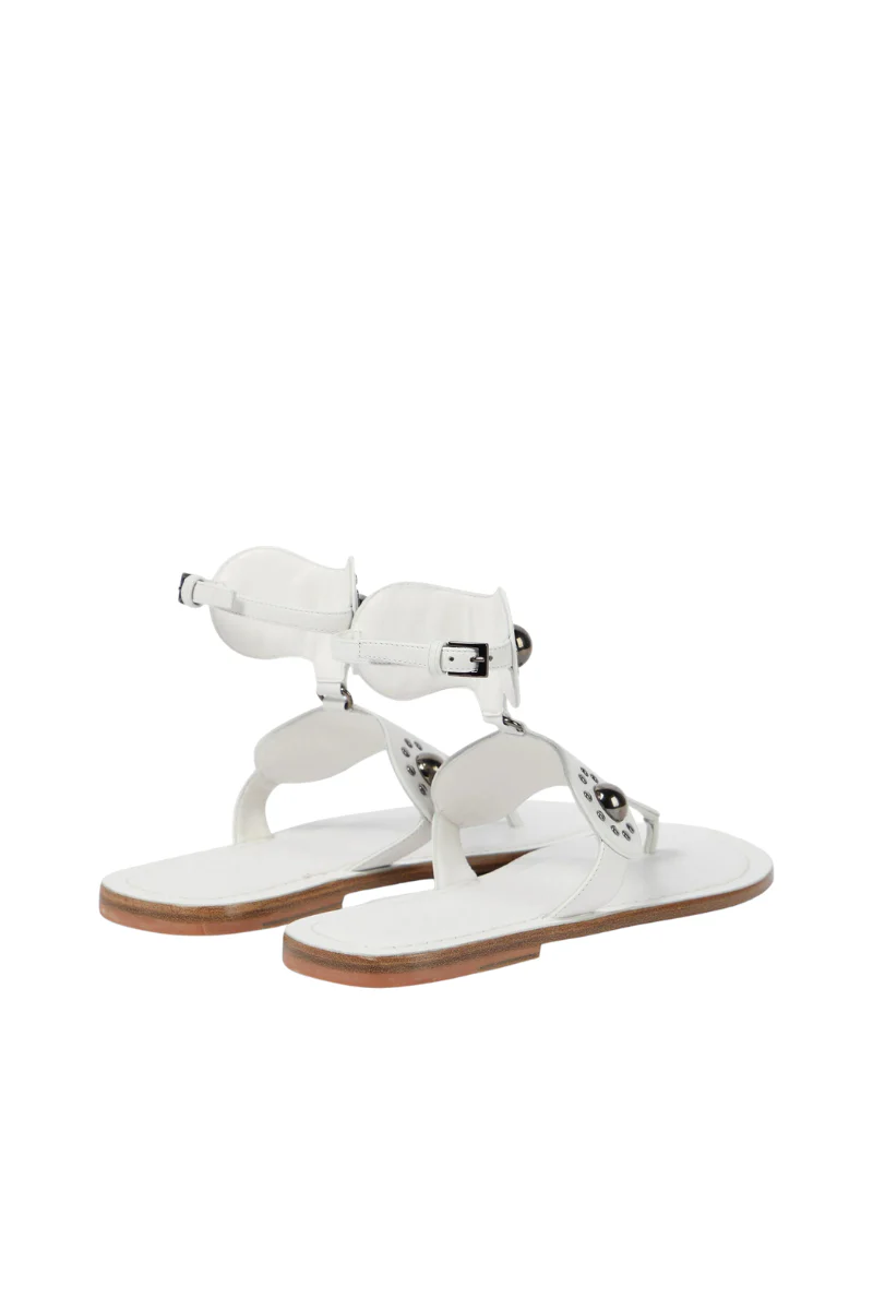 Alaia Women’s METAL DETAILSSPARTIATE SANDALS-White - Image 2