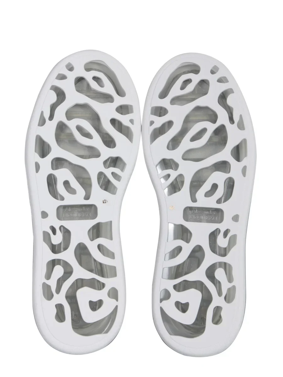 ALEXANDER MCQUEEN White Leather Sneakers With Oleographic Heel - Image 5