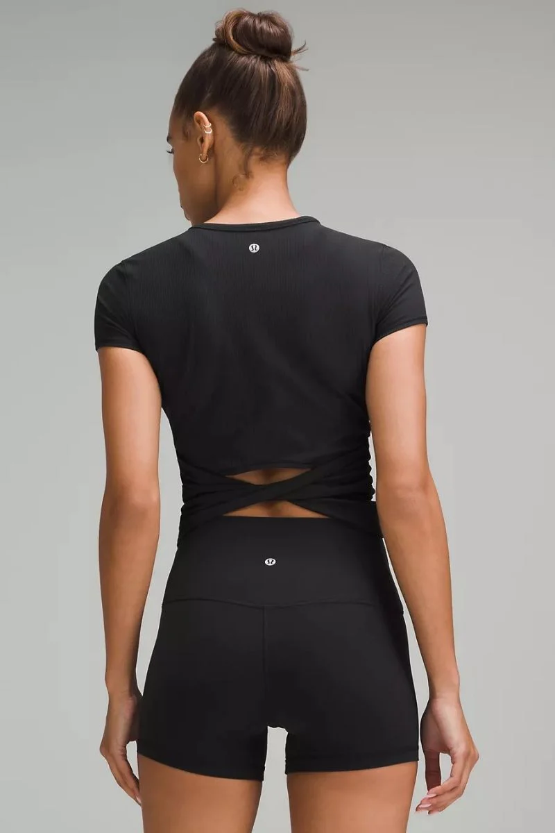 Lululemon All It Takes Back-Twist Rib Short Sleeve _ Black - Image 2