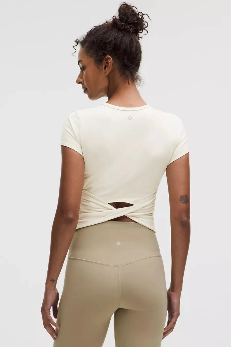 All It Takes Back-Twist Rib Short Sleeve _ Light Ivory - Image 2