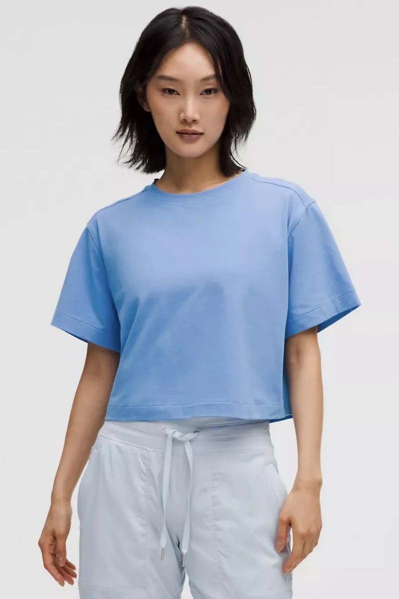 Lululemon All Yours Organic Cotton Cropped T-Shirt _ Pool Party