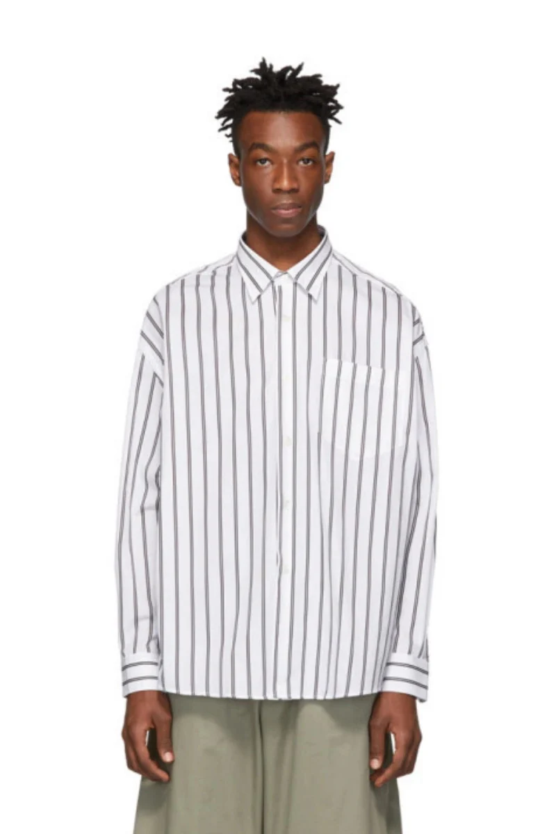 Ami Paris Alexandre Mattiussi White And Black Pinstripe Shirt-White