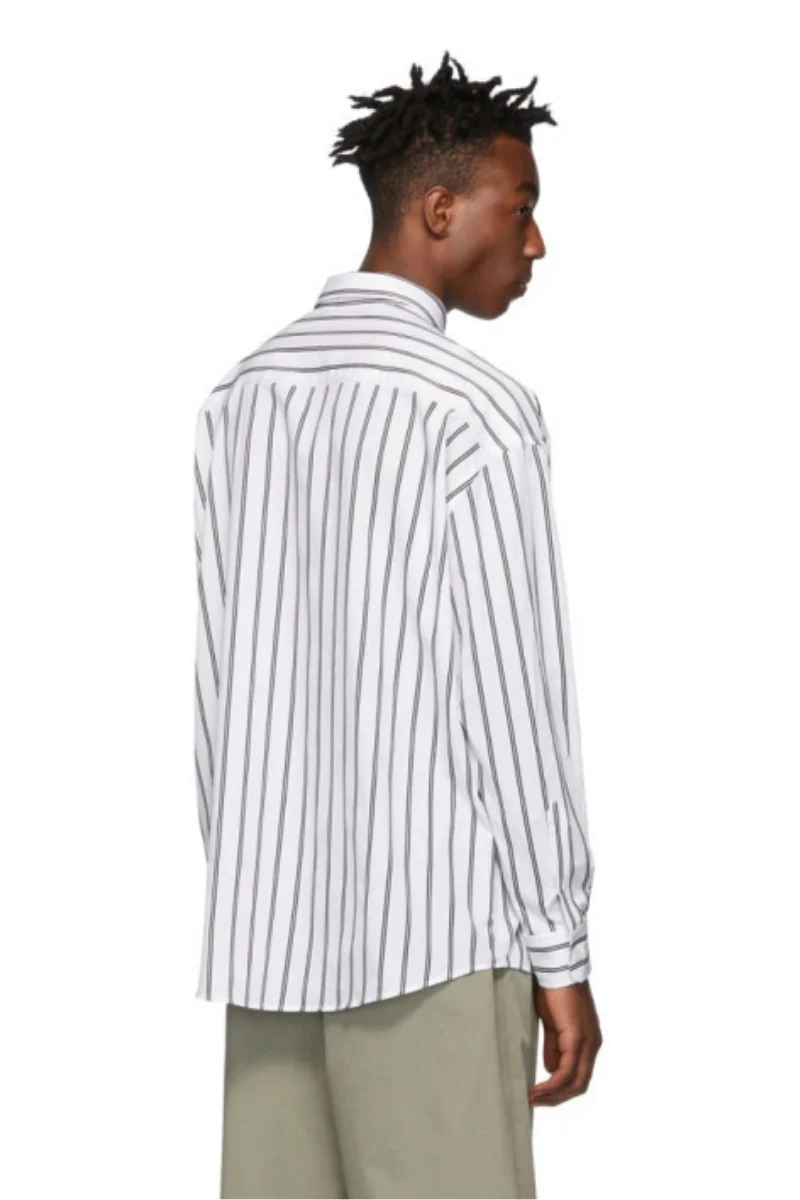 Ami Paris Alexandre Mattiussi White And Black Pinstripe Shirt-White - Image 2