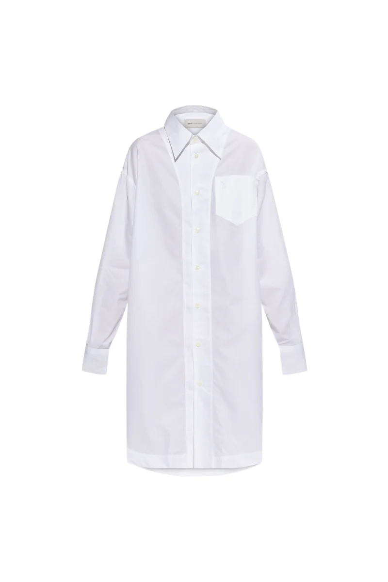 Ami Paris Alexandre Mattiussi White Shirt Dress-White