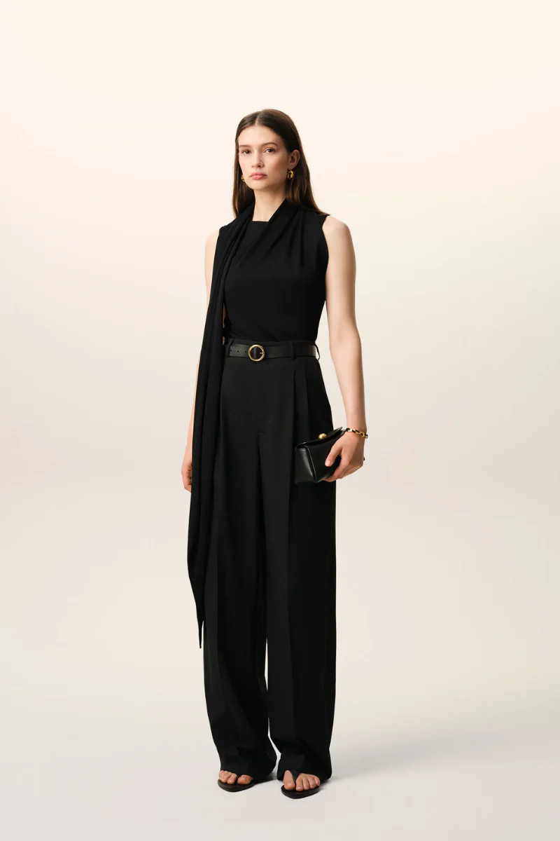 Ami Paris Black Jersey Sleeveless Lavalliere Top - Image 2