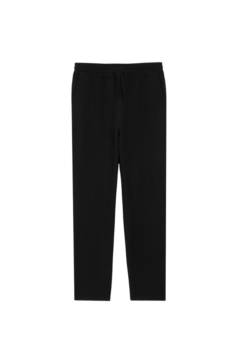 Ami Paris Blended Linen Elasticated Waist Trousers-Black