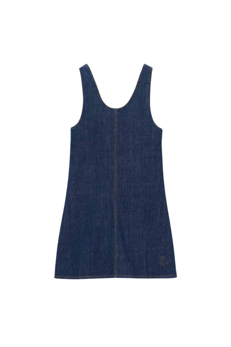 Ami Paris Cotton Short Strapped Dress-Denim Blue