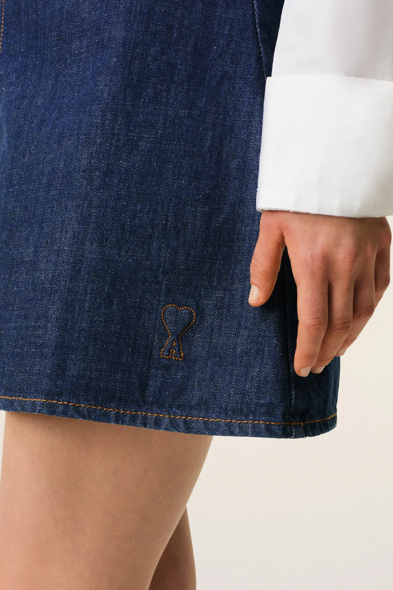 Ami Paris Cotton Short Strapped Dress-Denim Blue - Image 4