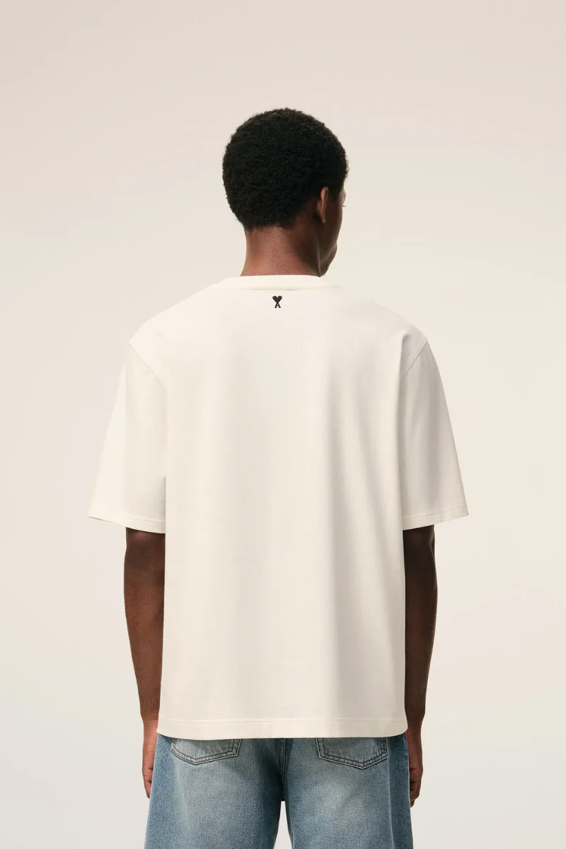 Ami Paris Heritage Print Short Sleeves T-Shirt In Thick Cotton-White - Image 3