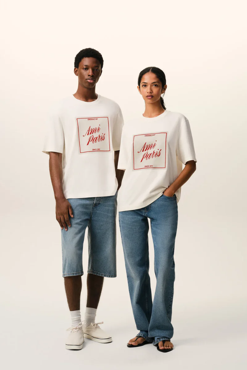 Ami Paris Heritage Print Short Sleeves T-Shirt In Thick Cotton-White - Image 4