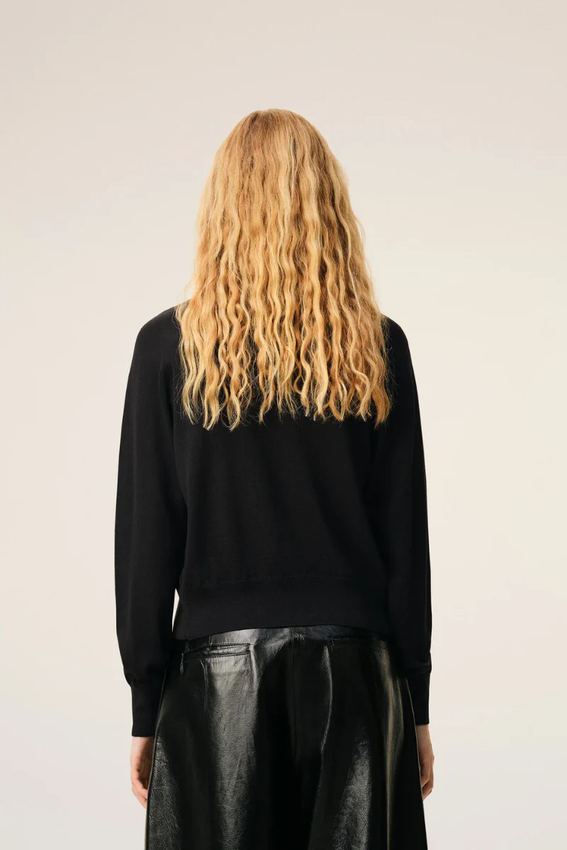 Ami Paris Merino Wool Crewneck Cardigan-Black - Image 3