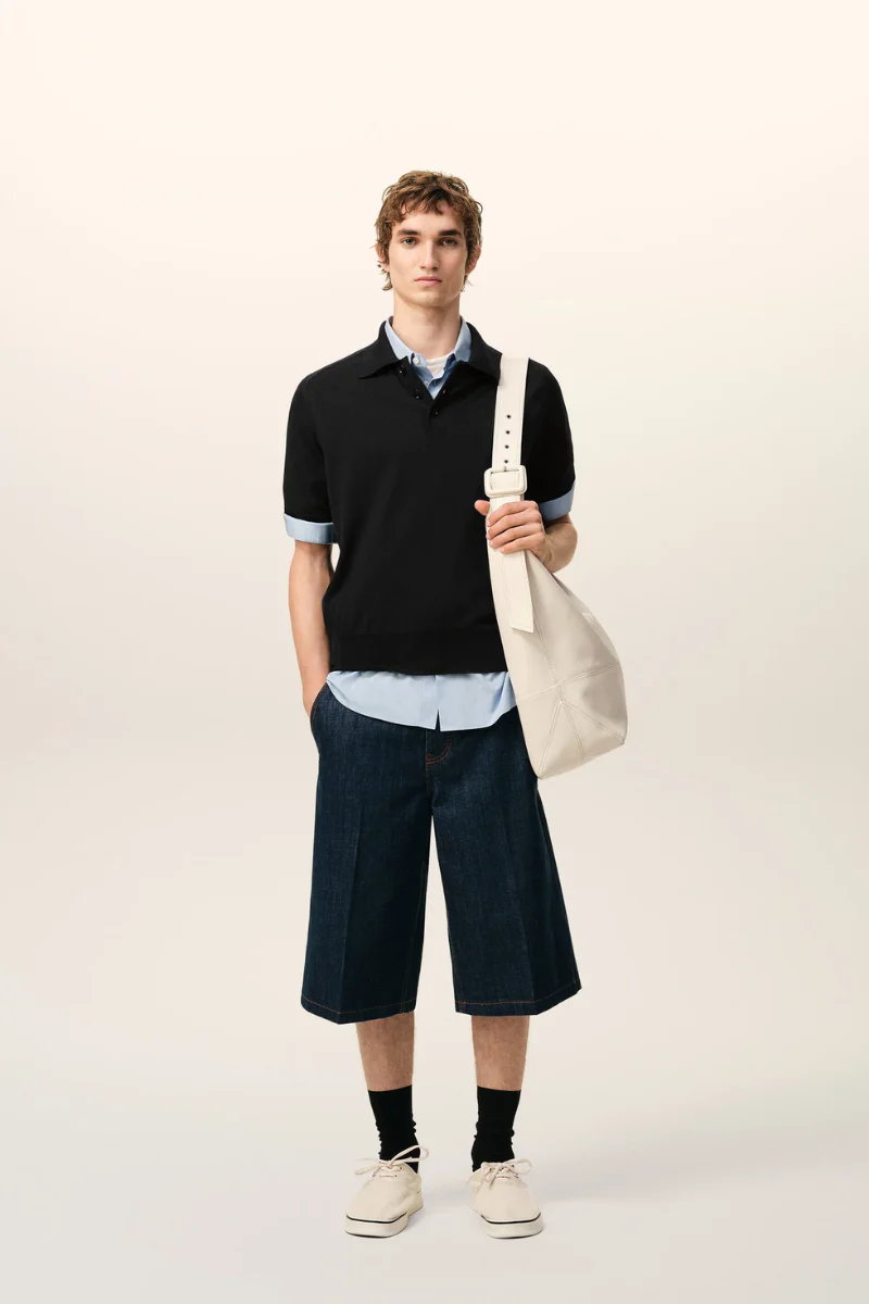 Ami Paris Merino Wool Short Sleeves Crewneck Cardigan-Black - Image 2