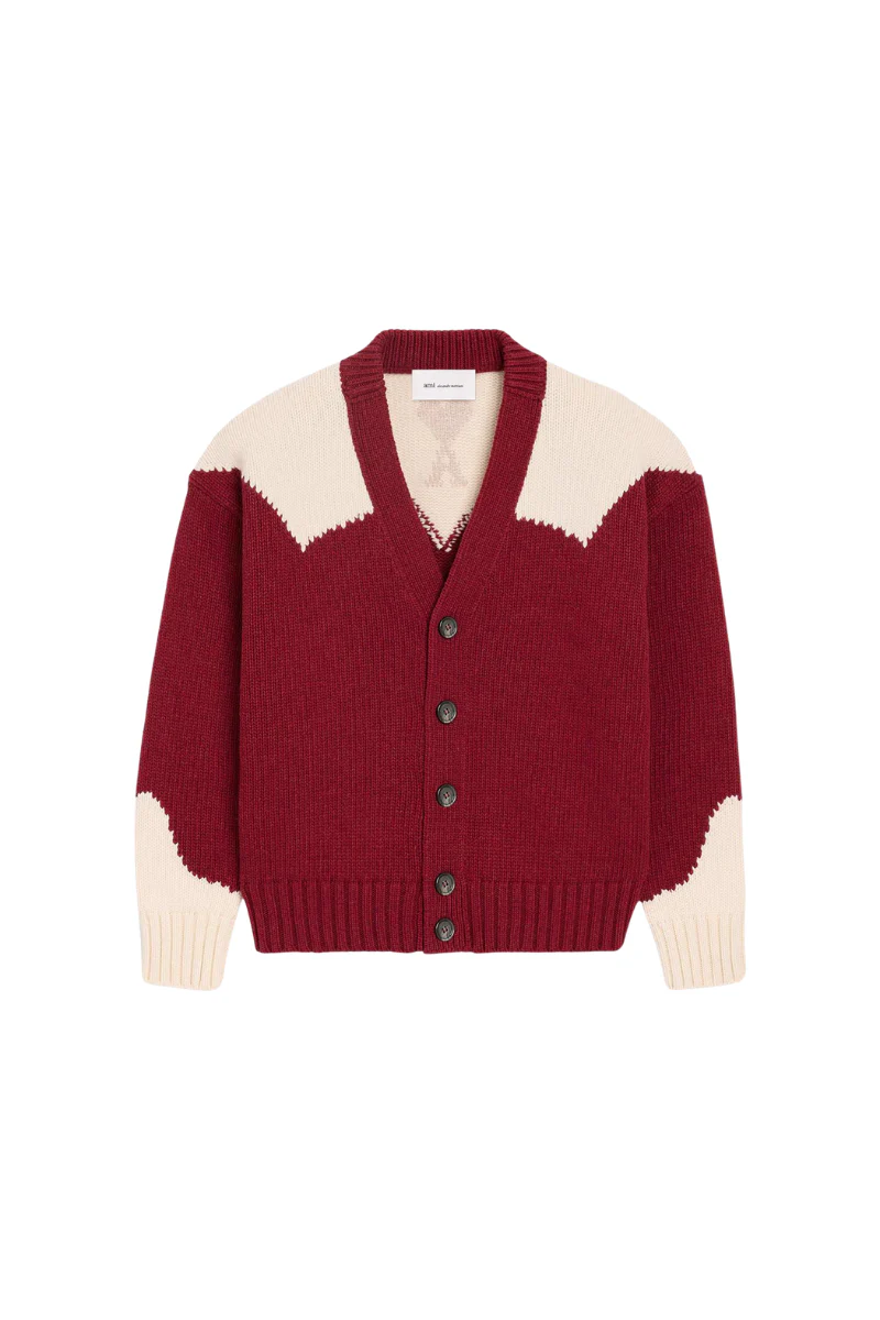 Ami Paris Moonlight De Coeur Cardigan-Red