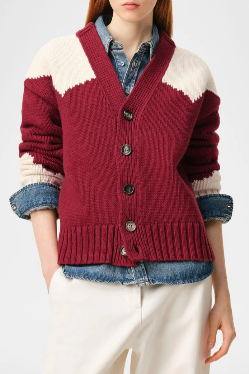 Ami Paris Moonlight De Coeur Cardigan-Red - Image 2