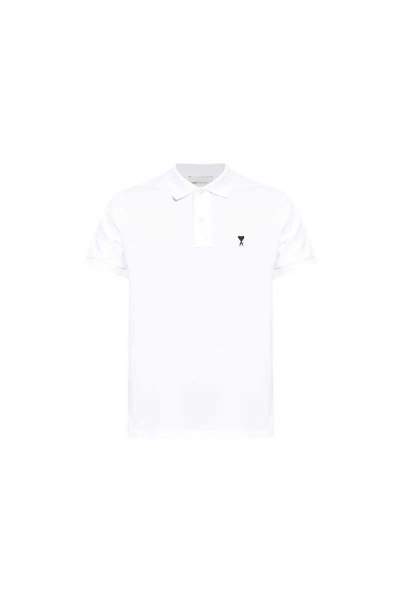 Ami Paris  Polo Shirt In Cotton Pique-White