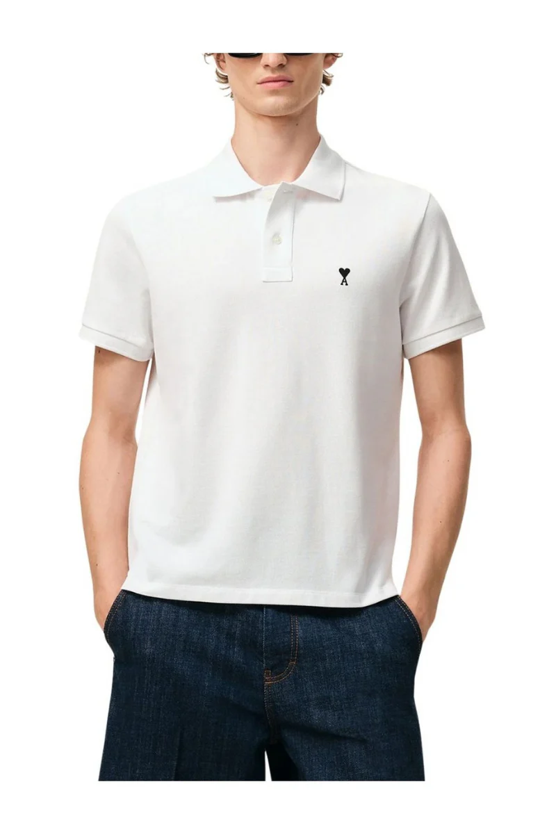 Ami Paris Polo Shirt In Cotton Pique-White - Image 2