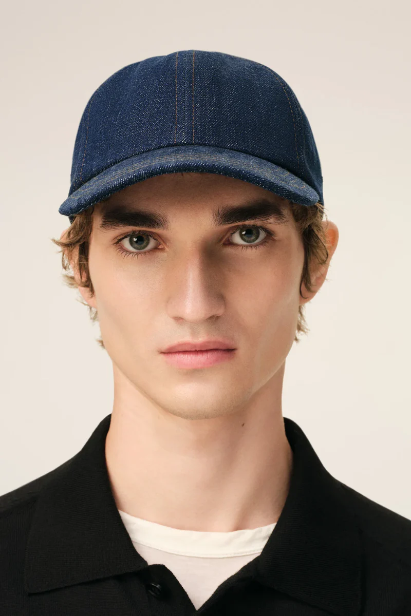 Ami Paris Side Patch Cap-Denim Blue - Image 2