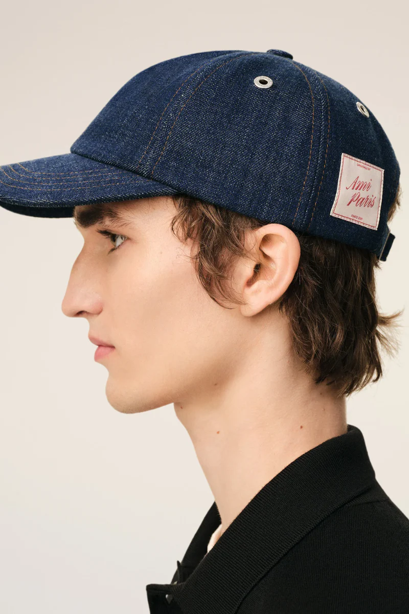 Ami Paris Side Patch Cap-Denim Blue - Image 3