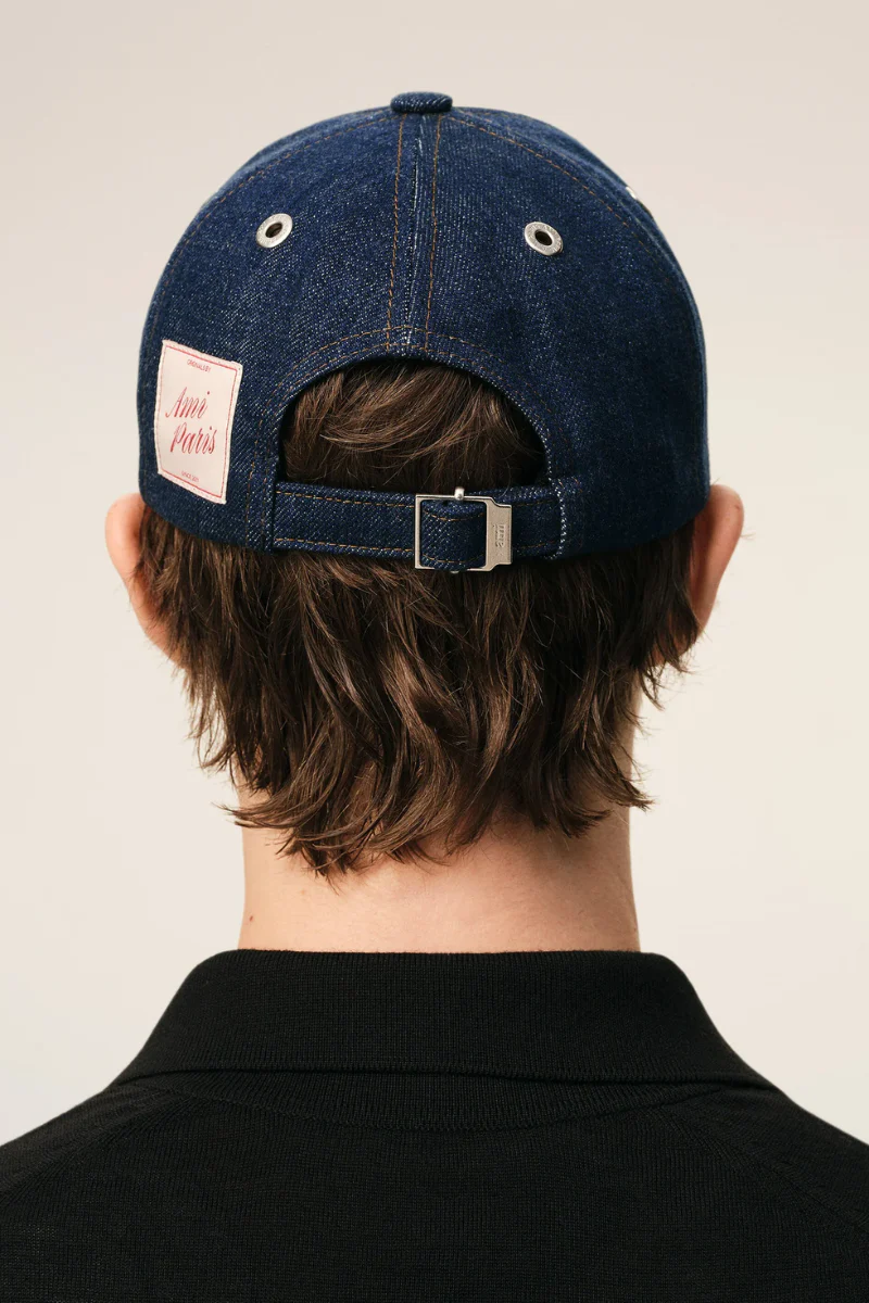 Ami Paris Side Patch Cap-Denim Blue - Image 4