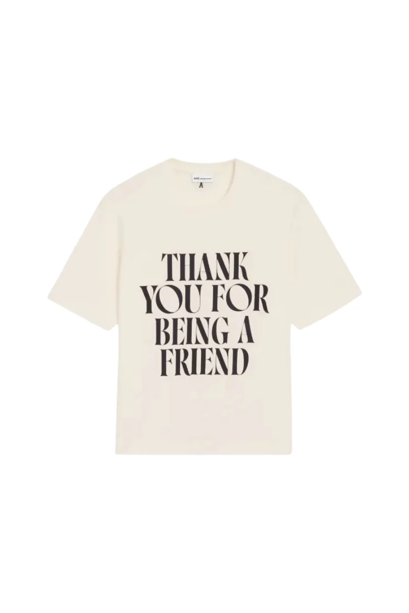 Ami Paris Signature-Print Crew-Neck T-Shirt-White Cream