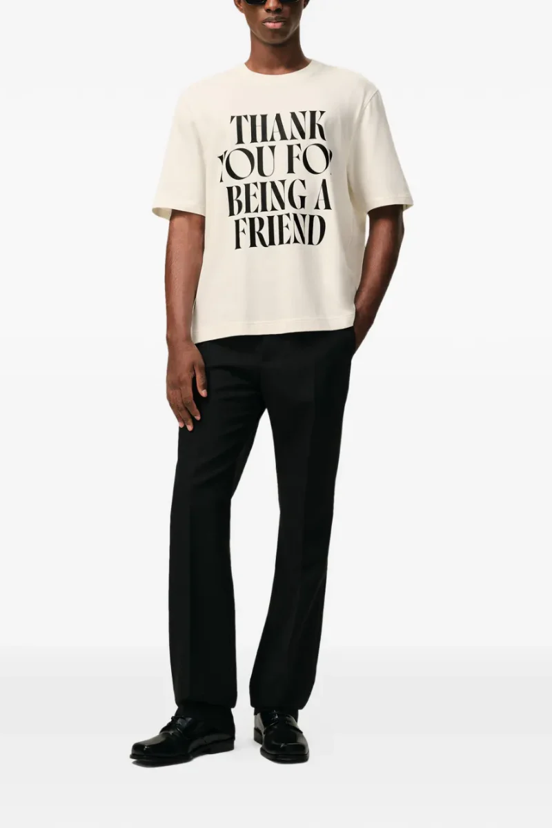 Ami Paris Signature-Print Crew-Neck T-Shirt-White Cream - Image 2
