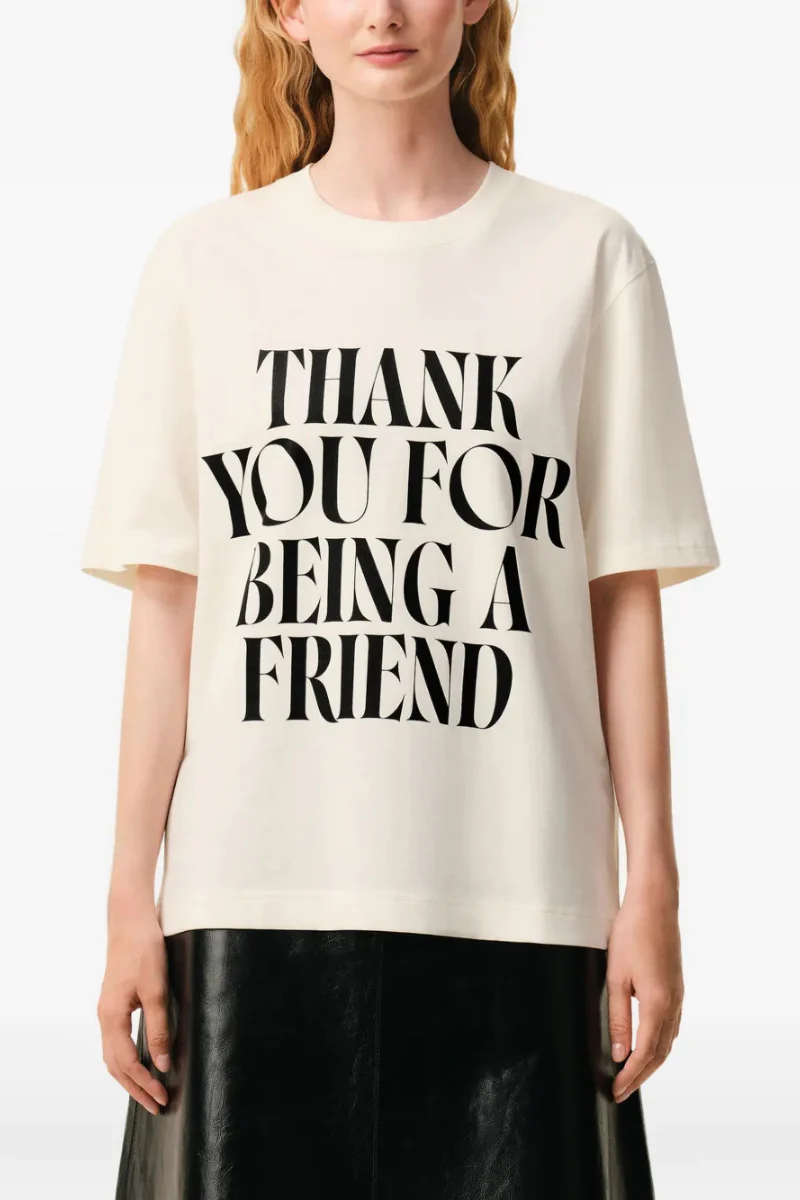 Ami Paris Signature-Print Crew-Neck T-Shirt-White Cream - Image 3