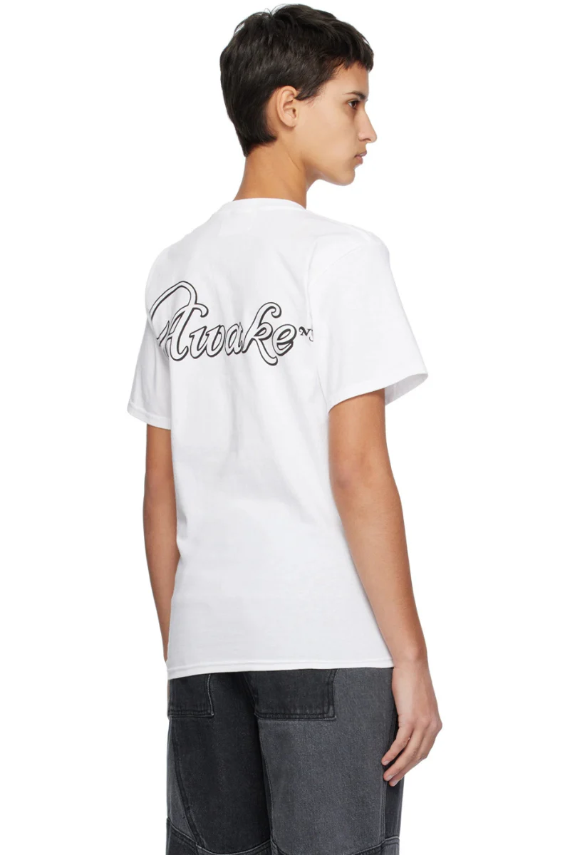 Awake NY Unisex White Printed T-Shirt - Image 3