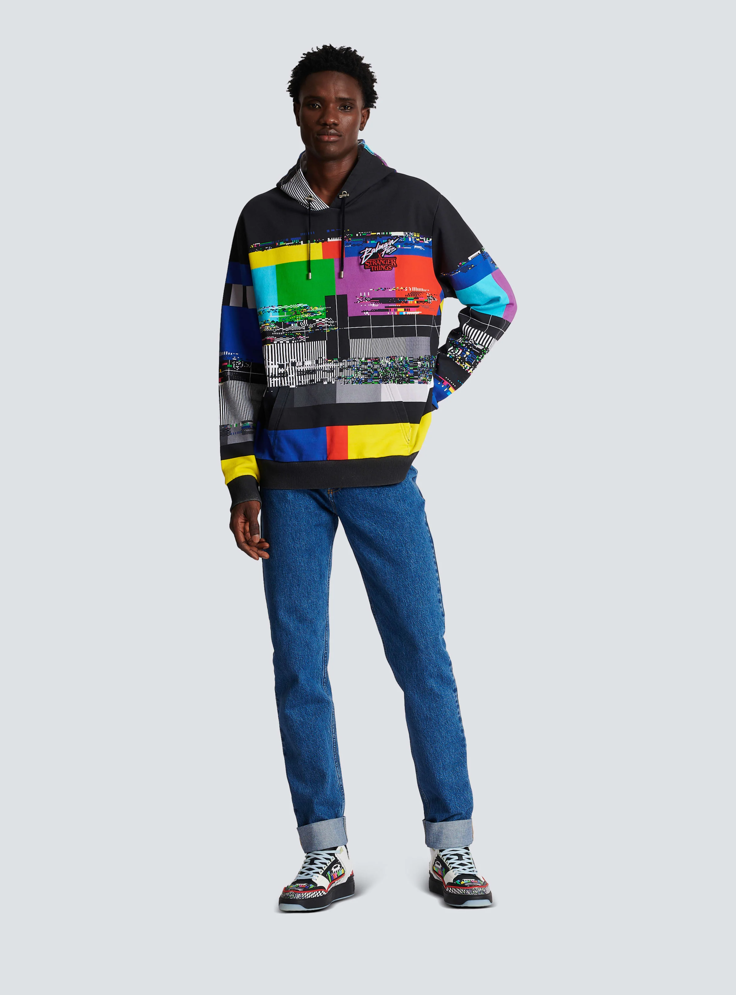 BALMAIN MEN'S MULTICOLOR OVERSIZED GRAPHIC HOODIE - Image 2