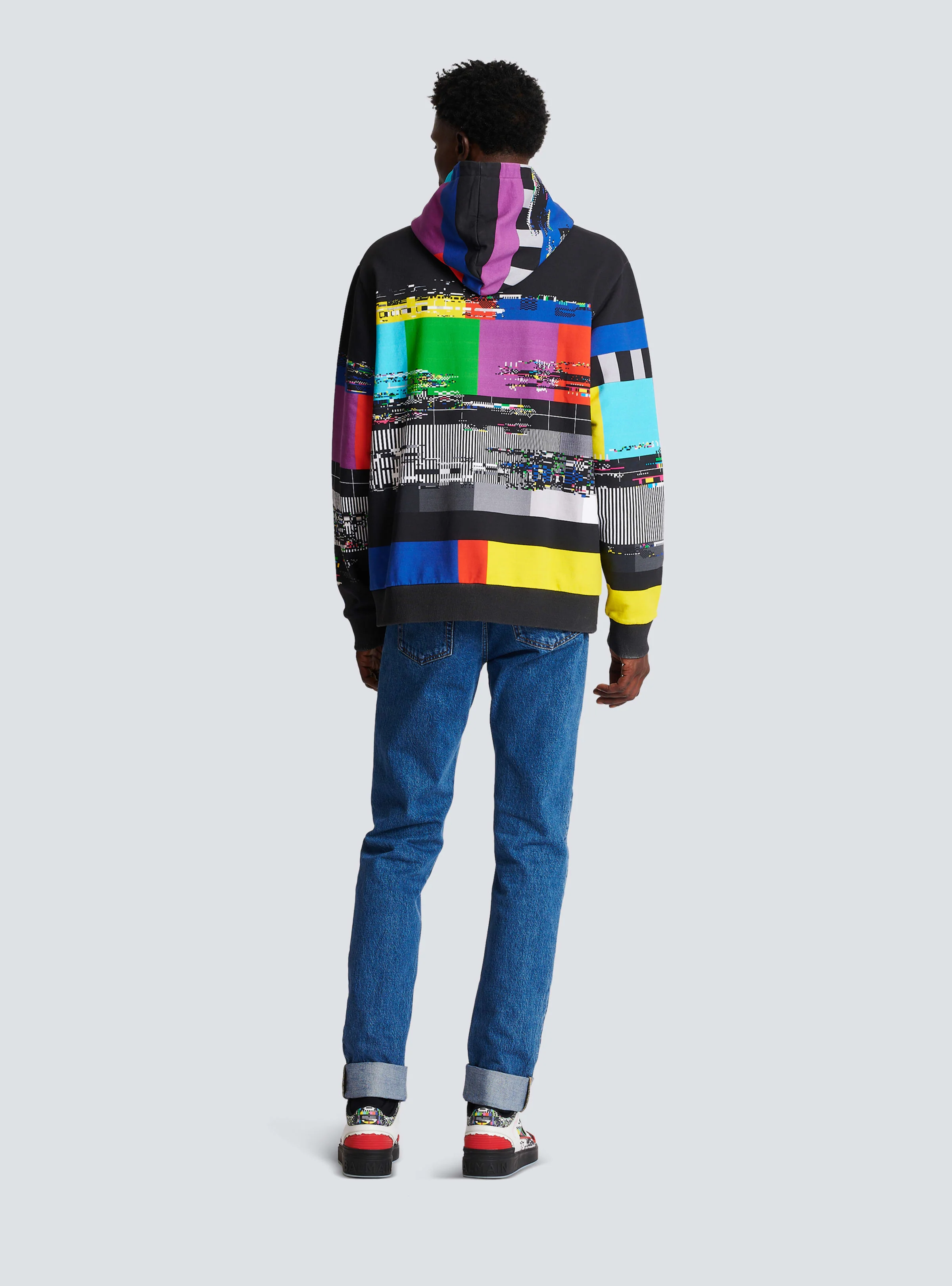BALMAIN MEN'S MULTICOLOR OVERSIZED GRAPHIC HOODIE - Image 4