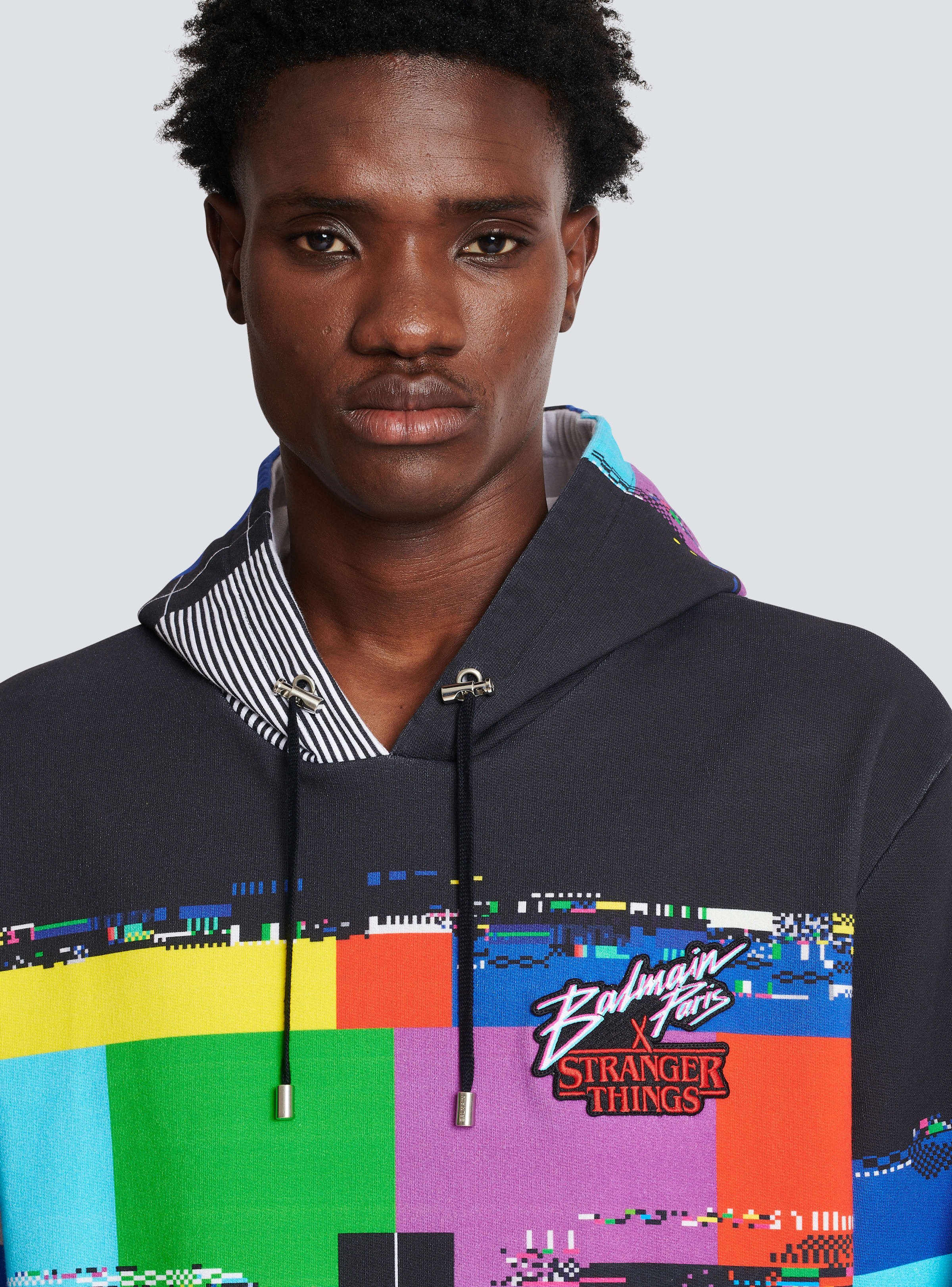 BALMAIN MEN'S MULTICOLOR OVERSIZED GRAPHIC HOODIE - Image 5