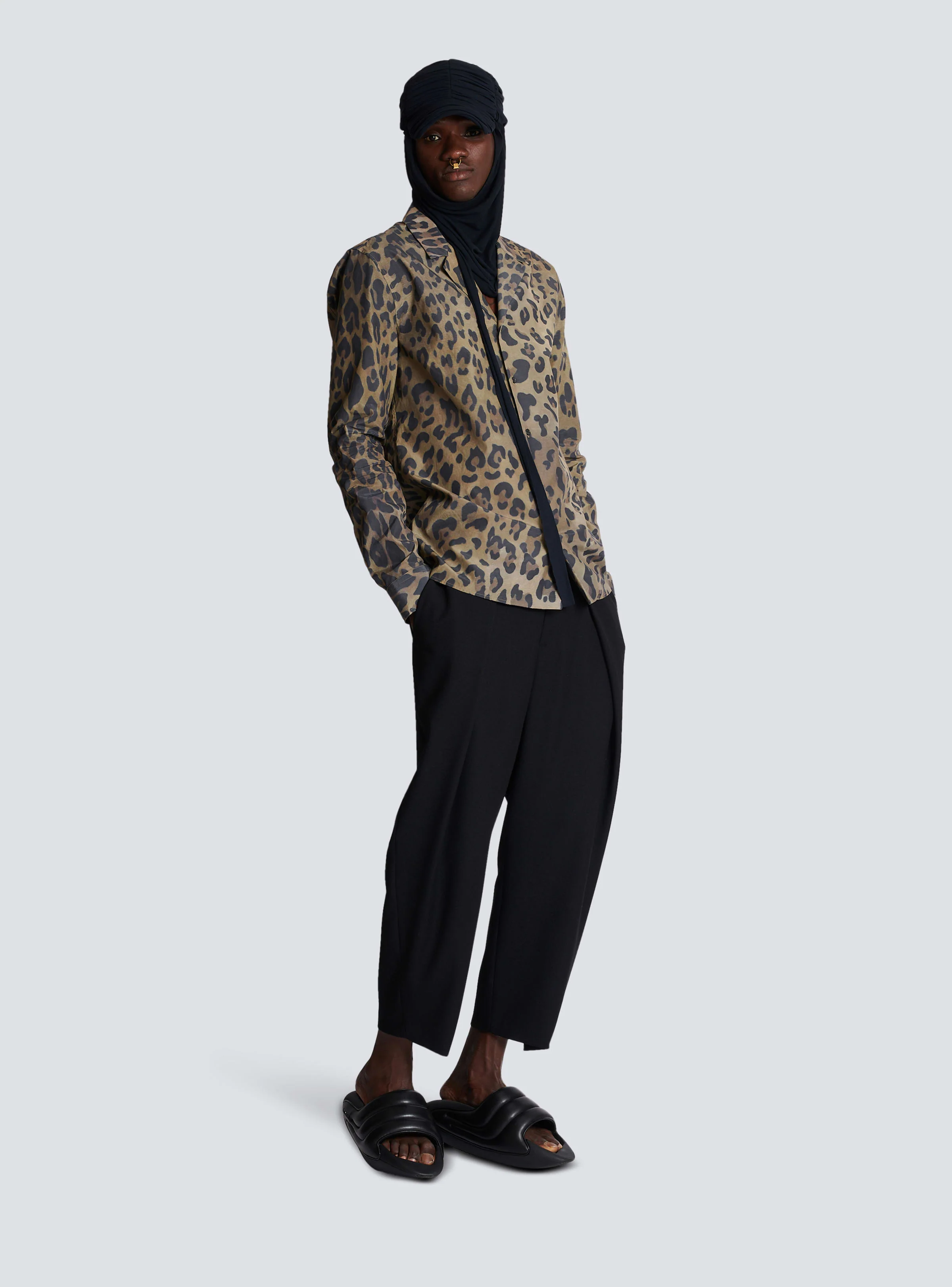 BALMAIN MEN'S MULTI-BROWN LEOPARD PRINT PYJAMA SHIRT - Image 2